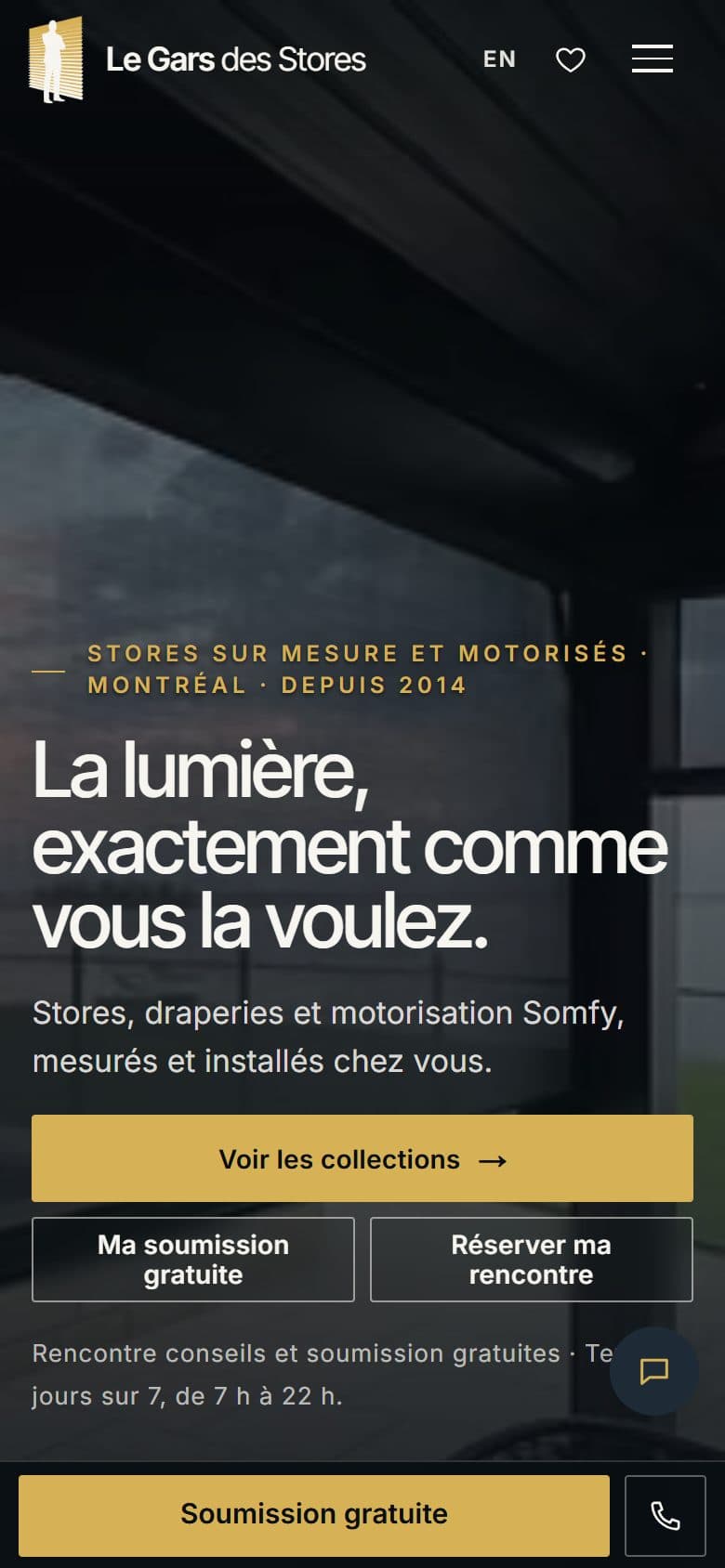 Le même site sur cellulaire